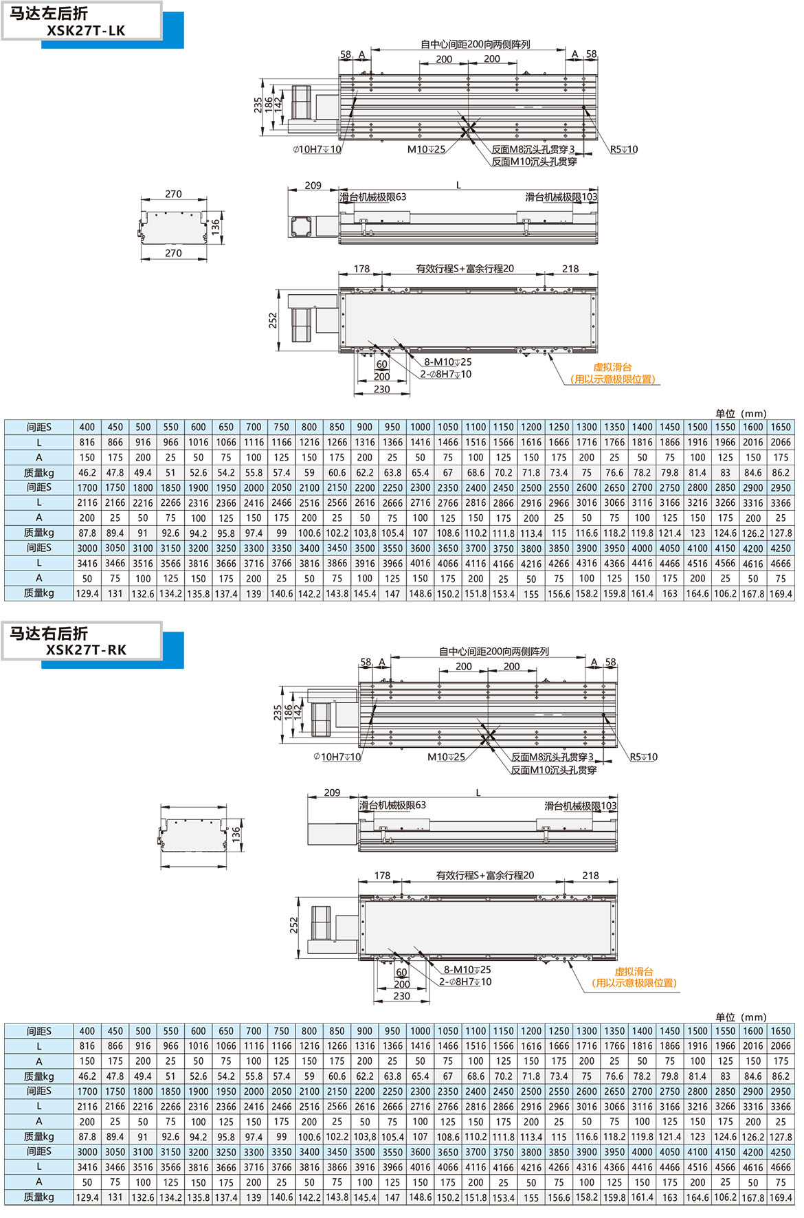 同步带直线模组XSK-27T