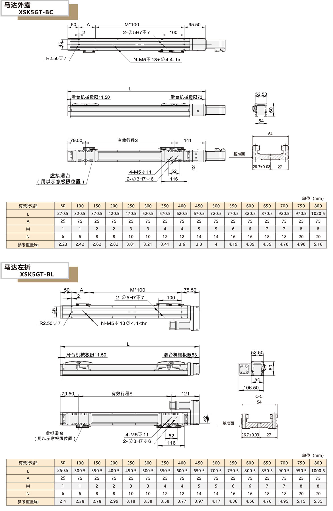 全封闭内嵌丝杆模组XSK-5GT